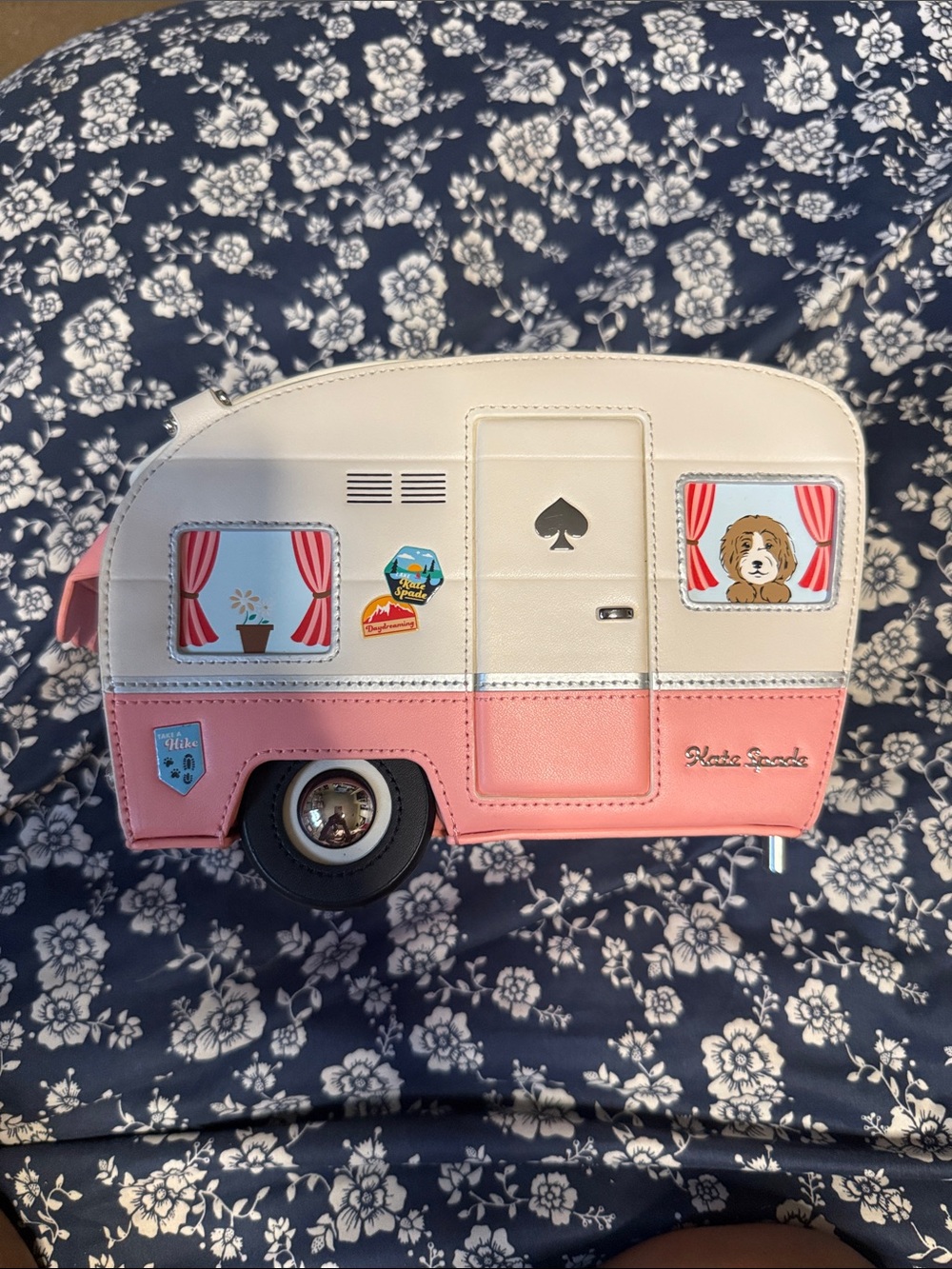 kate spade Pink and Cream Camper Pet Carrier Crossbody